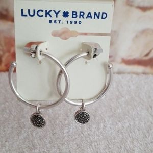 New Lucky Brand Reversible Pave Hoop Earrings